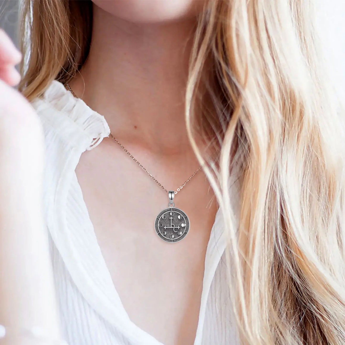 925 Sterling Silver Lilith Moon Phase Amulet Necklace