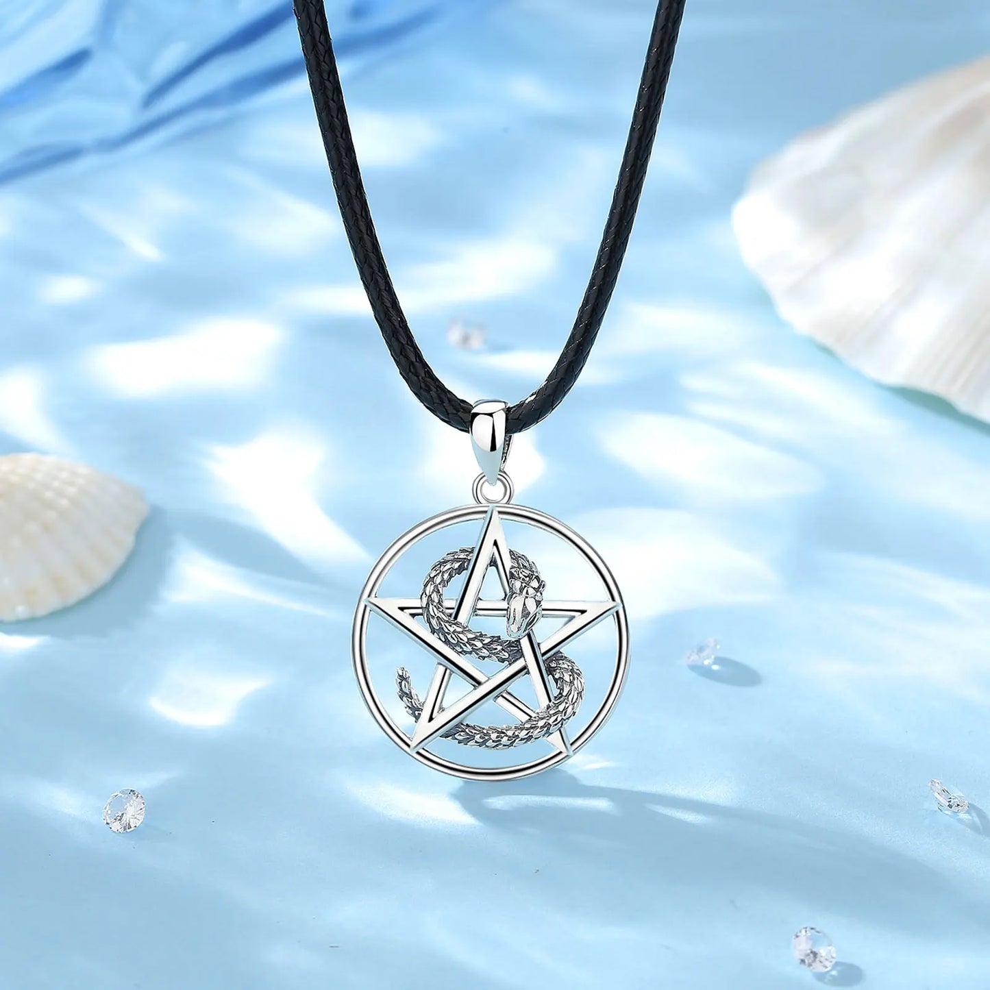 925 Sterling Silver Tetragrammaton Pentagram Necklace With Cubic Zirconia