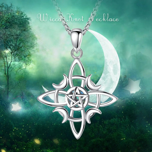 925 Sterling Silver Four Moon Celtic Knot Necklace