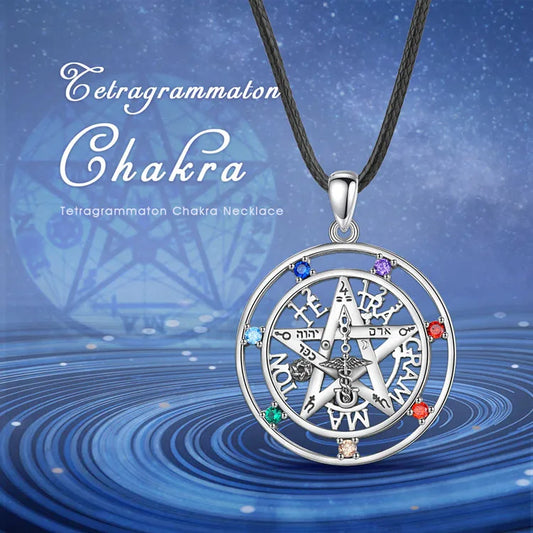 925 Sterling Silver Tetragrammaton Pentagram Necklace With Cubic Zirconia