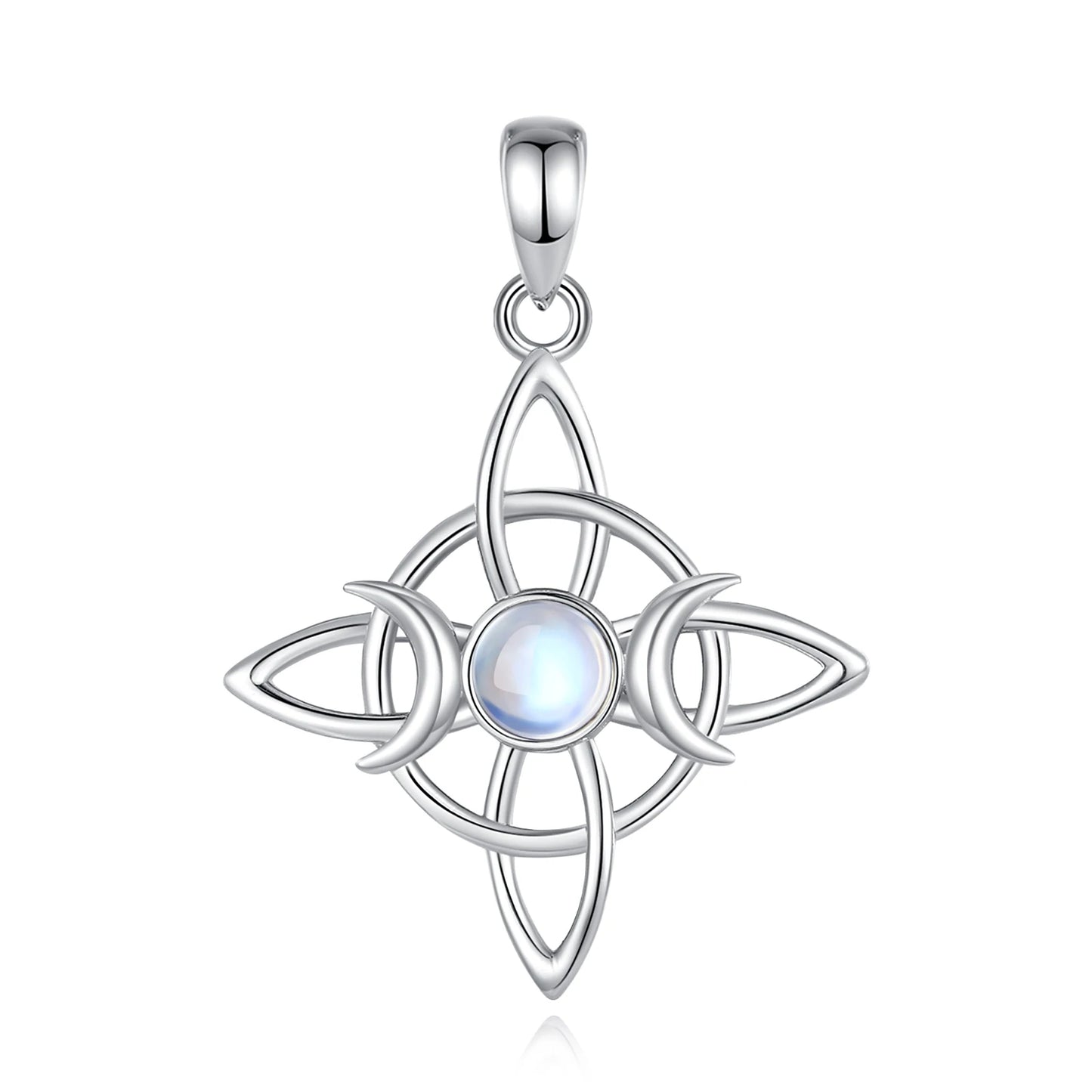 925 Sterling Silver Celtic Triple Moon Moonstone Necklace