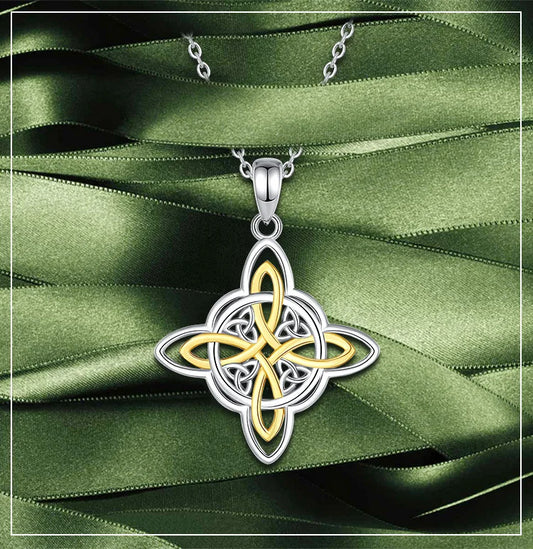 925 Sterling Silver Witches Knot Necklace With 18k Gold Plate