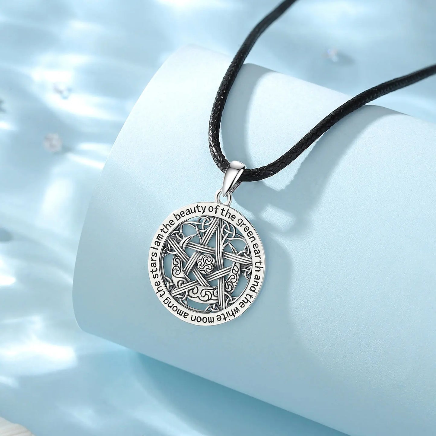 925 Sterling Silver Moon Pentagram Necklace