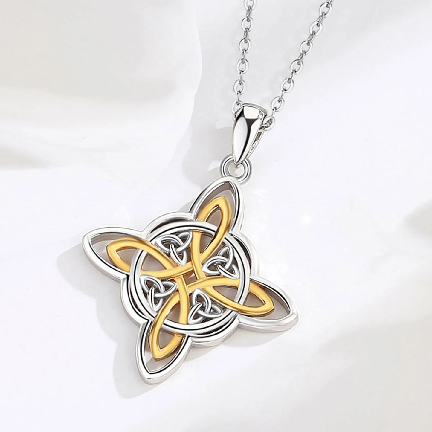 925 Sterling Silver Witches Knot Necklace With 18k Gold Plate