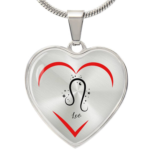 Leo Zodiac Graphic Heart Necklace