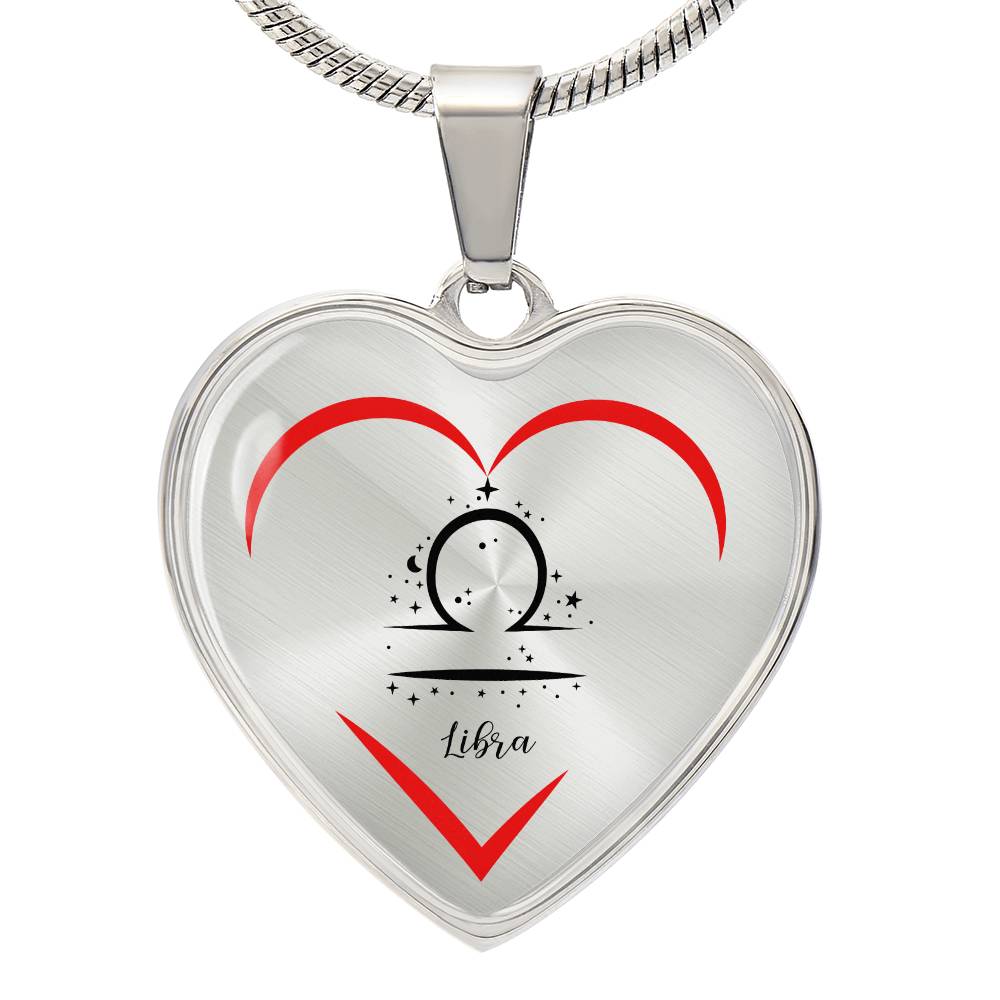 Libra Zodiac Graphic Heart Necklace