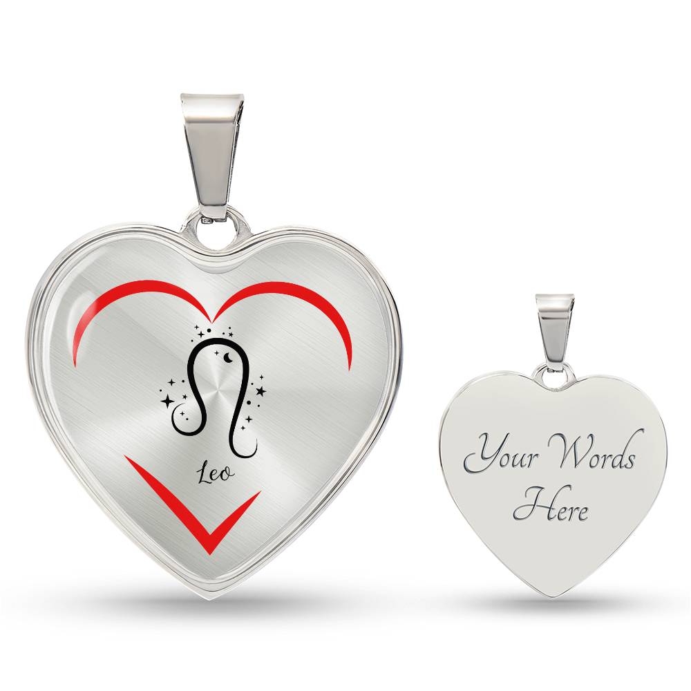 Leo Zodiac Graphic Heart Necklace