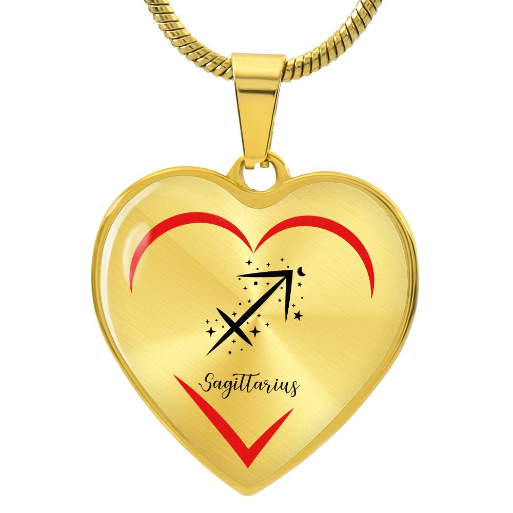 Sagittarius Zodiac Graphic Heart Necklace