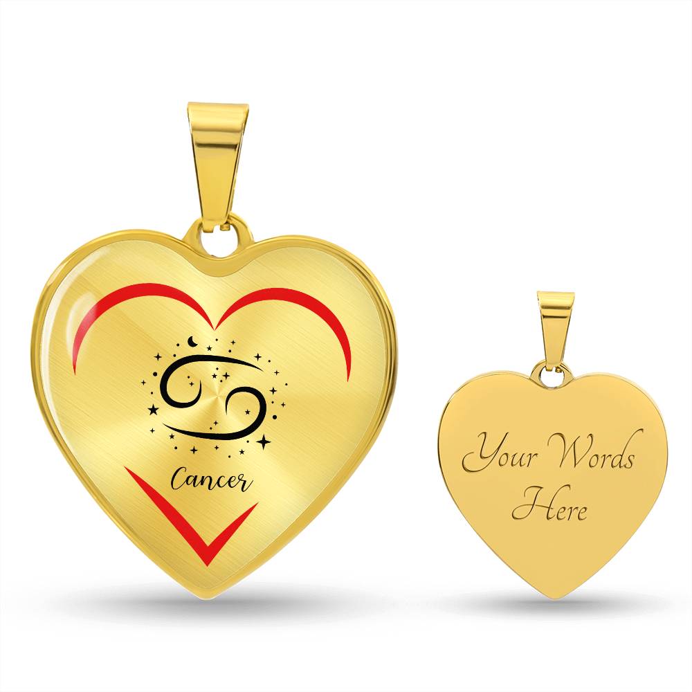 Cancer Zodiac Graphic Heart Necklace