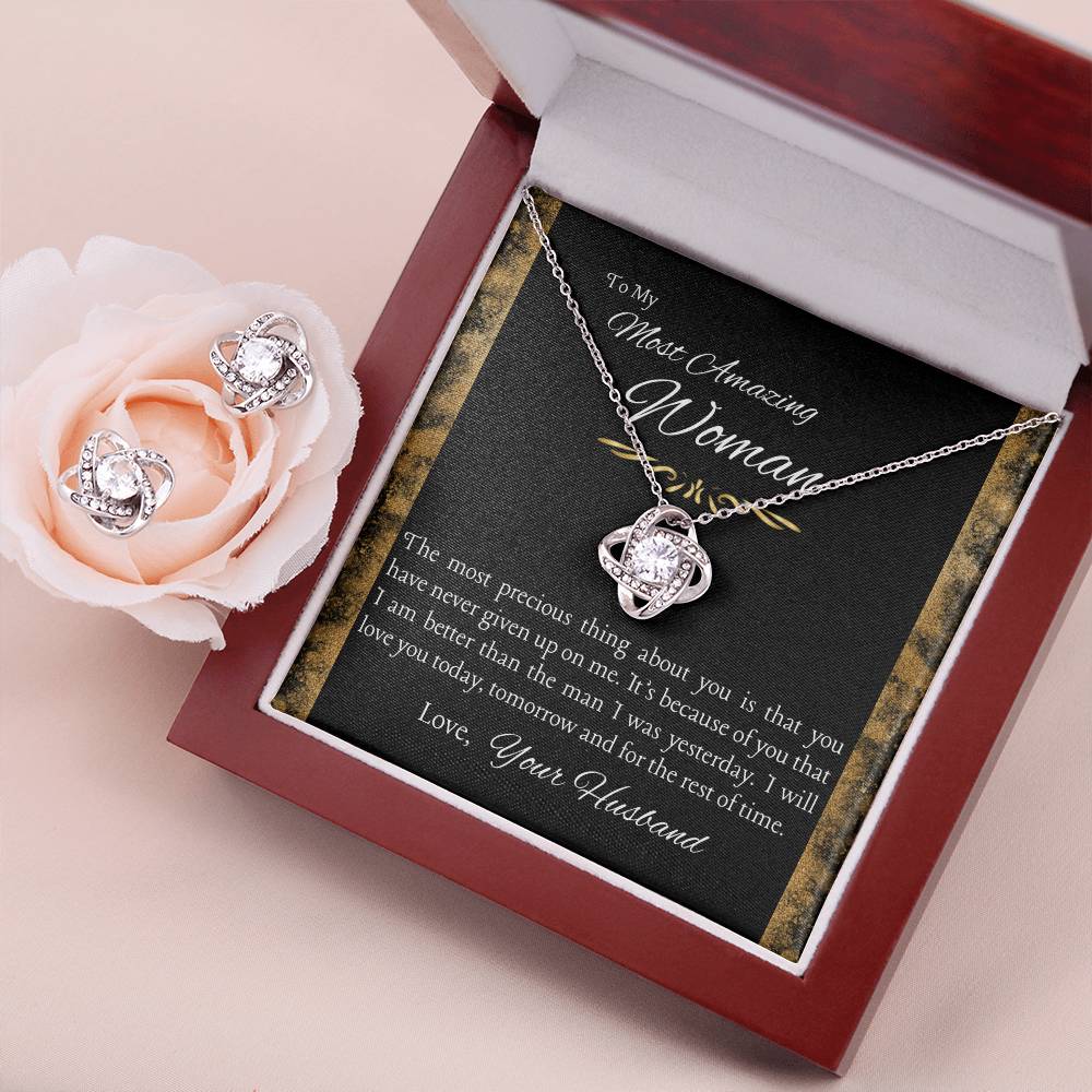 To My Most Amazing Woman - Most Precious Thing About You Necklace And Earring Set
