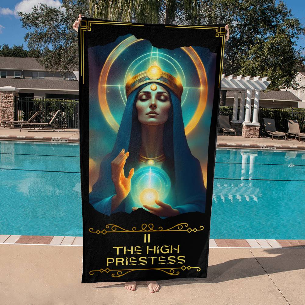 The High Priestess Tarot Card Beach Towel