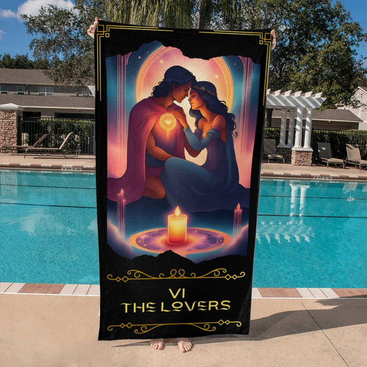 The Lovers Tarot Card Beach Towel