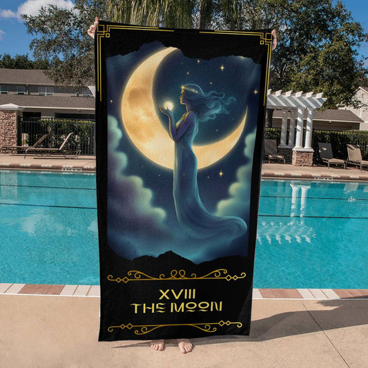 The Moon tarot Card Beach Towel