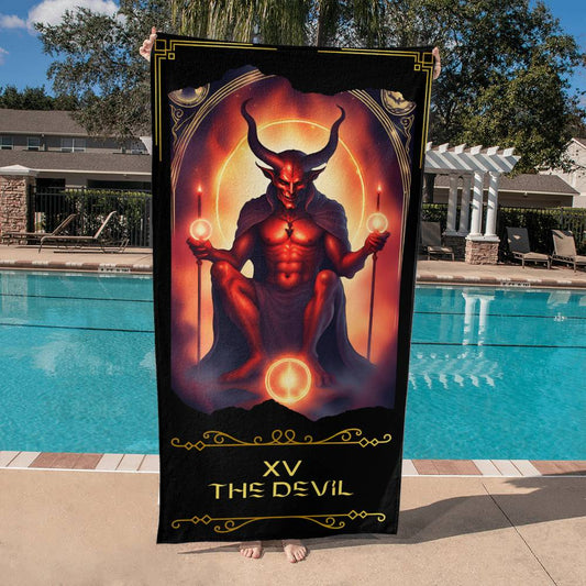 The Devil Tarot Card Beach Towel