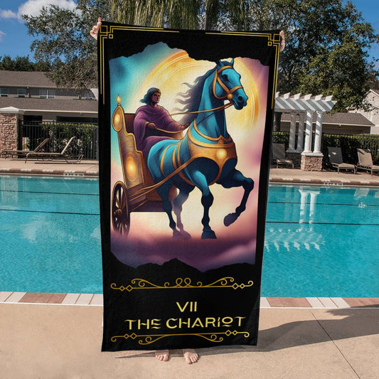 The Chariot Tarot Card Beach Towel