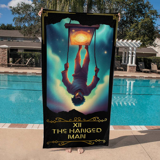 The Hanged Man Tarot Card Beach Towel