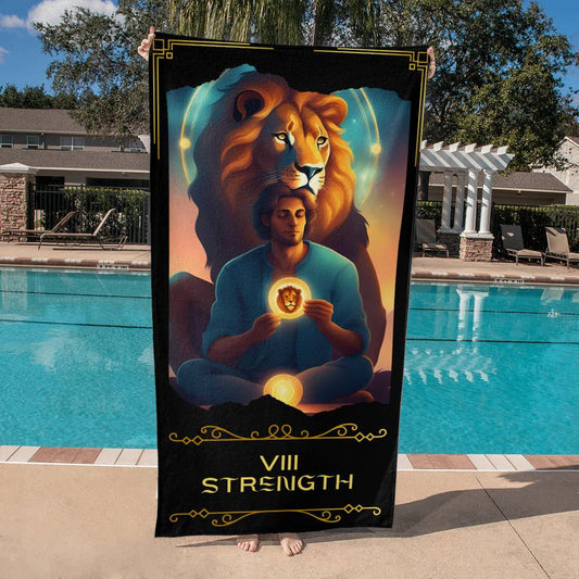 Strength Tarot Card Beach Towel