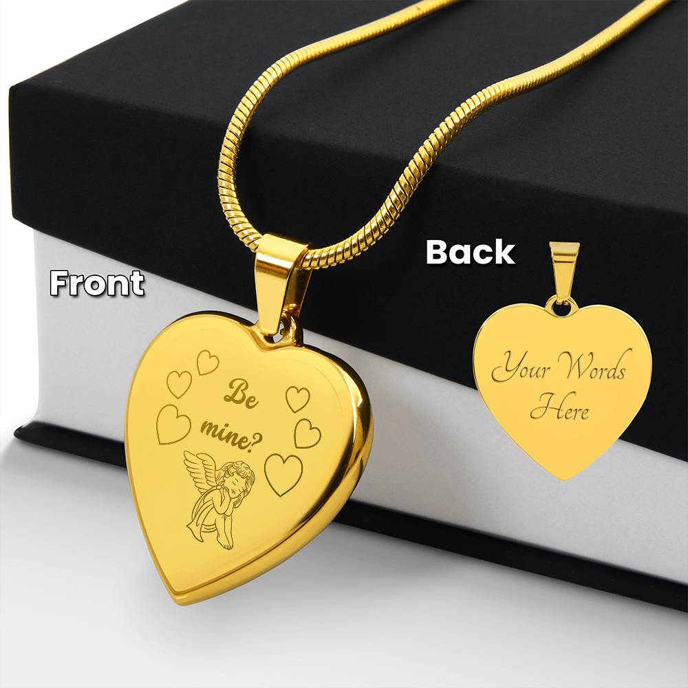 Valentine's Little Cherub "Be Mine?" Engraved Necklace